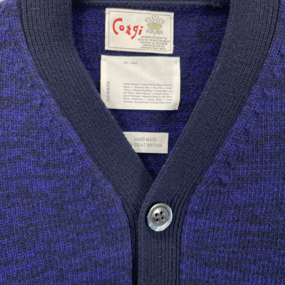 CORGI コーギ ﾊﾟｰﾌﾟﾙ 切り返し ﾛﾝｸﾞｽﾘｰﾌﾞ ﾆｯﾄｶｰﾃﾞｨｶﾞﾝ トップス M