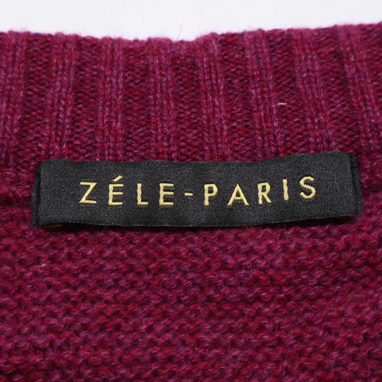 ZELE-PARIS ゼルパリ ﾚｯﾄﾞﾊﾟｰﾌﾟﾙ ｶｼﾐﾔ100 Vﾈｯｸﾆｯﾄ トップス 48