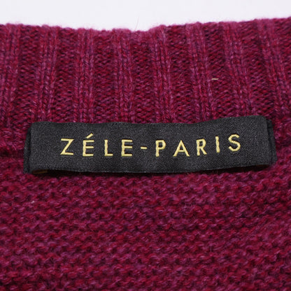 ZELE-PARIS ゼルパリ ﾚｯﾄﾞﾊﾟｰﾌﾟﾙ ｶｼﾐﾔ100 Vﾈｯｸﾆｯﾄ トップス 48