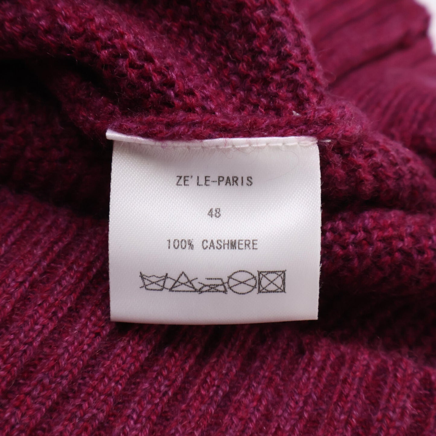 ZELE-PARIS ゼルパリ ﾚｯﾄﾞﾊﾟｰﾌﾟﾙ ｶｼﾐﾔ100 Vﾈｯｸﾆｯﾄ トップス 48