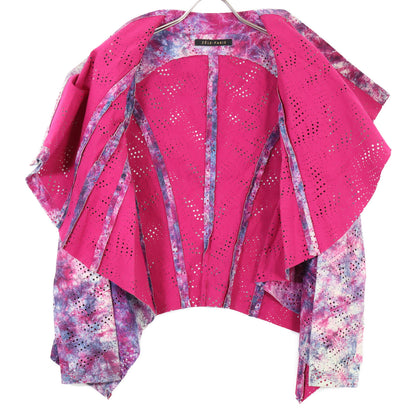 ZELE-PARIS ゼルパリ ﾋﾟﾝｸ×ﾊﾟｰﾌﾟﾙ ﾀｲﾀﾞｲ柄ﾊﾟﾝﾁﾝｸﾞｱｼﾝﾒﾄﾘｰﾚｻﾞｰｼﾞｬｹｯﾄ ジャケット 表記無し