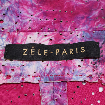ZELE-PARIS ゼルパリ ﾋﾟﾝｸ×ﾊﾟｰﾌﾟﾙ ﾀｲﾀﾞｲ柄ﾊﾟﾝﾁﾝｸﾞｱｼﾝﾒﾄﾘｰﾚｻﾞｰｼﾞｬｹｯﾄ ジャケット 表記無し