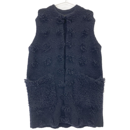 DRAWER ドゥロワー 6515-299-0541 ﾈｲﾋﾞｰ ｳｰﾙ×ﾓﾍｱ 7Gﾐﾗﾉ編みﾌﾘﾝｼﾞにっとｼﾞﾚ/ﾍﾞｽﾄ ベスト 表記なし