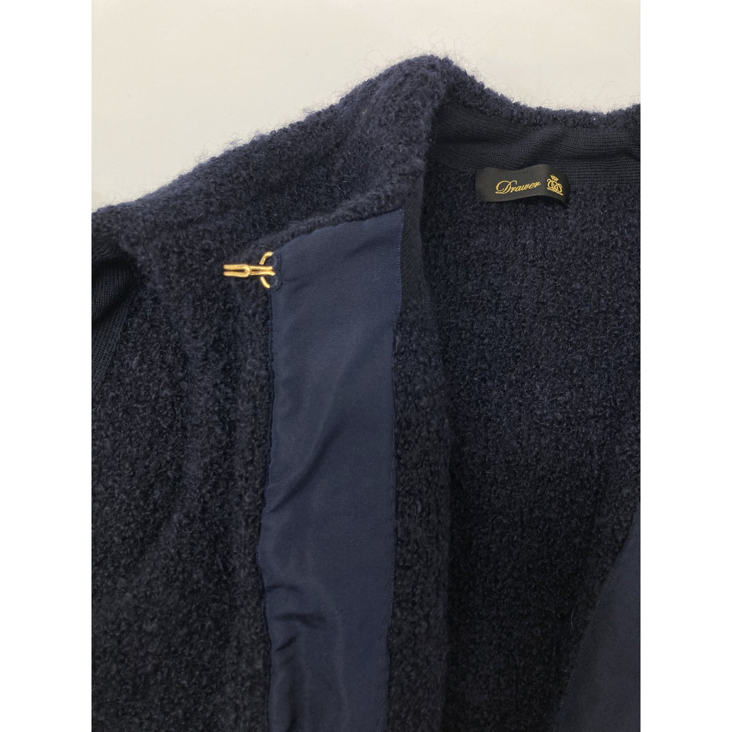 DRAWER ドゥロワー 6515-299-0541 ﾈｲﾋﾞｰ ｳｰﾙ×ﾓﾍｱ 7Gﾐﾗﾉ編みﾌﾘﾝｼﾞにっとｼﾞﾚ/ﾍﾞｽﾄ ベスト 表記なし