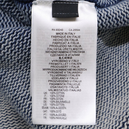 DIESEL ディーゼル A11195 K-DELOS ﾌﾞﾙｰ ｺｯﾄﾝ×ｳｰﾙ ﾀﾞﾒｰｼﾞｳｫｯｼｭ加工 ﾆｯﾄﾌﾟﾙｵｰﾊﾞｰ トップス L