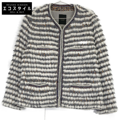 DAMAcollection ダーマコレクション ｸﾞﾚｰ×ﾎﾜｲﾄ ﾐﾝｸ･ﾗﾑﾌｧｰ ﾂｲｰﾄﾞｼﾞｬｹｯﾄ ジャケット 2