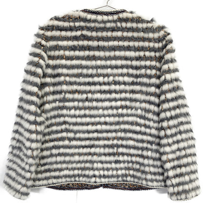 DAMAcollection ダーマコレクション ｸﾞﾚｰ×ﾎﾜｲﾄ ﾐﾝｸ･ﾗﾑﾌｧｰ ﾂｲｰﾄﾞｼﾞｬｹｯﾄ ジャケット 2