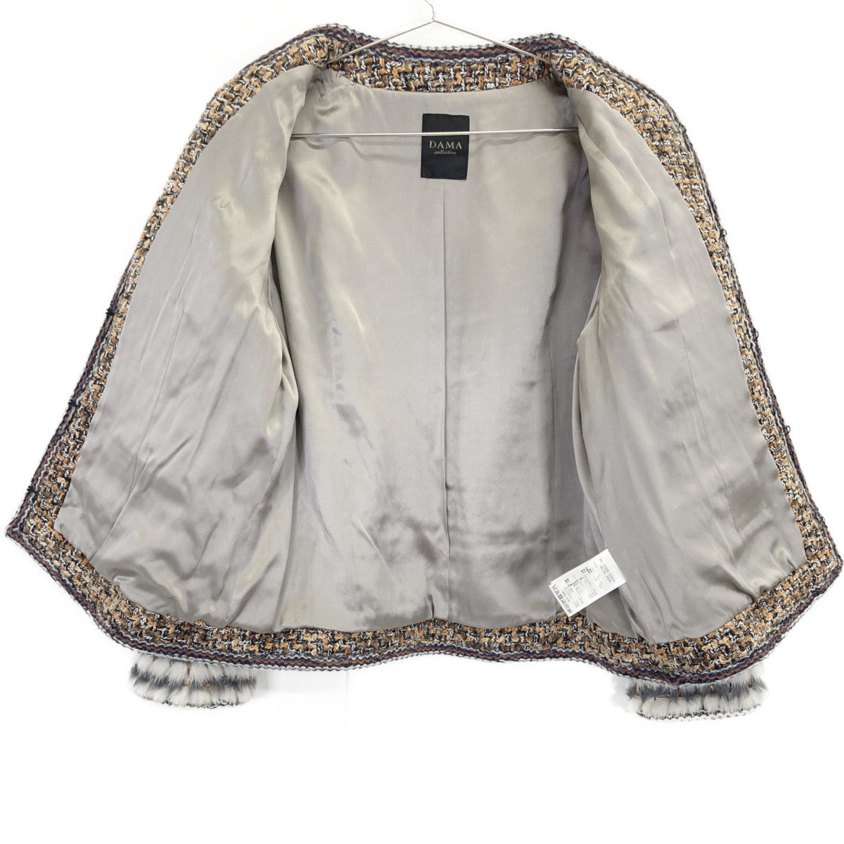 DAMAcollection ダーマコレクション ｸﾞﾚｰ×ﾎﾜｲﾄ ﾐﾝｸ･ﾗﾑﾌｧｰ ﾂｲｰﾄﾞｼﾞｬｹｯﾄ ジャケット 2