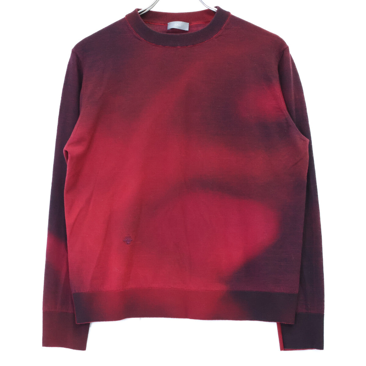 Dior HOMME ディオールオム 833M611KT034 ﾚｯﾄﾞ ｳｰﾙ 蜂刺繍 ｸﾞﾗﾃﾞｰｼｮﾝﾆｯﾄ トップス M