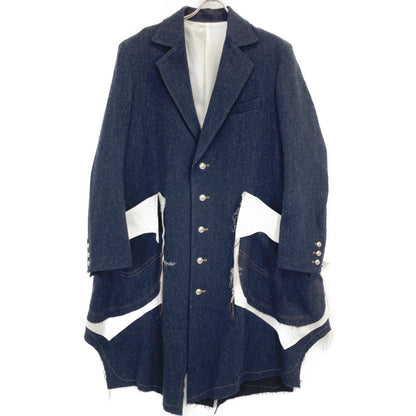 sulvam サルバム SS-C05-400 WOOL-DENIM LONG COAT ｶｯﾄｵﾌﾃﾞｻﾞｲﾝ コート S