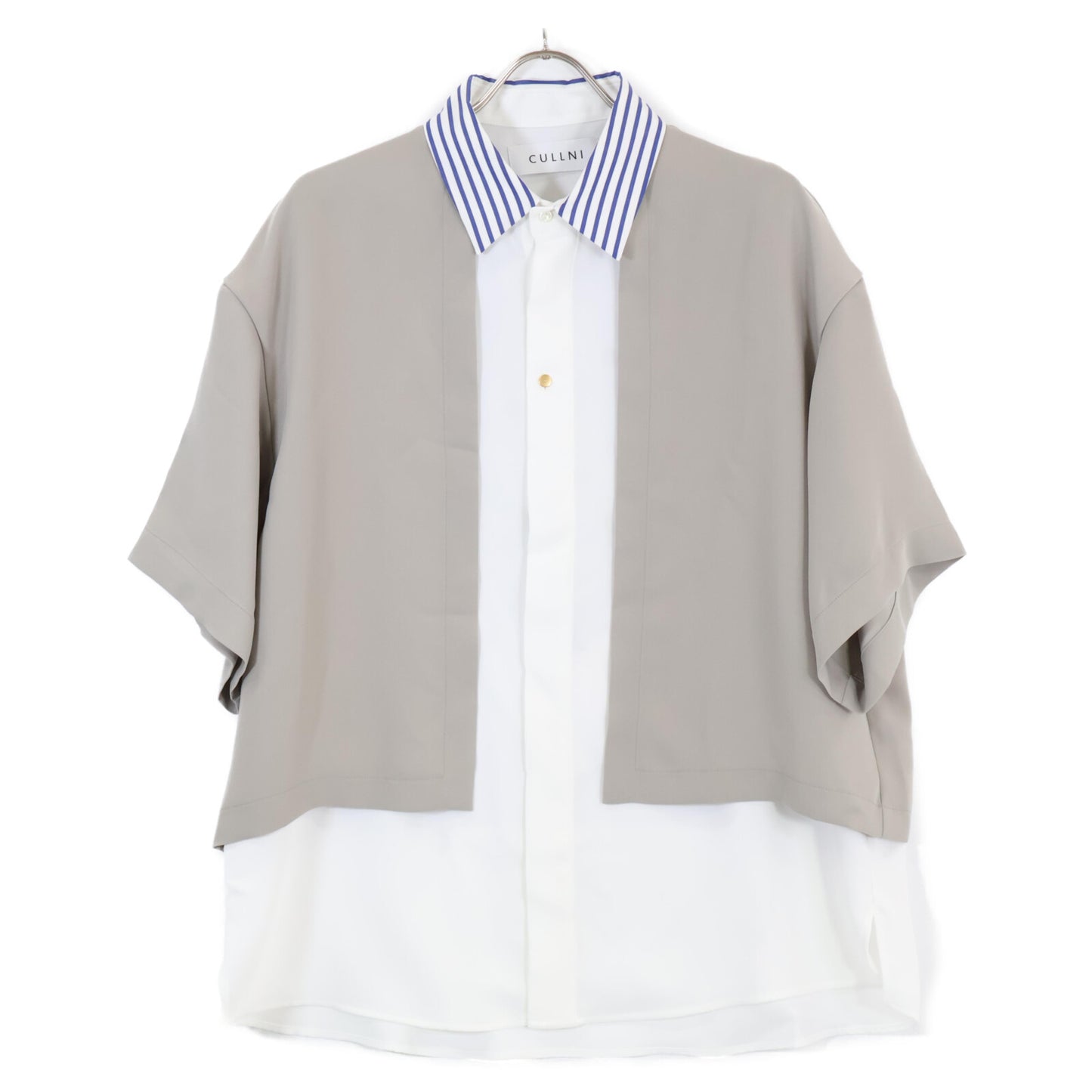 CULLNI クルニ 23SS 23ｰSSｰ037B ﾎﾜｲﾄ×ﾍﾞｰｼﾞｭ ﾚｲﾔｰﾄﾞ S/Sｼｬﾂ トップス 1