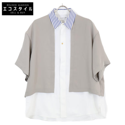 CULLNI クルニ 23SS 23ｰSSｰ037B ﾎﾜｲﾄ×ﾍﾞｰｼﾞｭ ﾚｲﾔｰﾄﾞ S/Sｼｬﾂ トップス 1