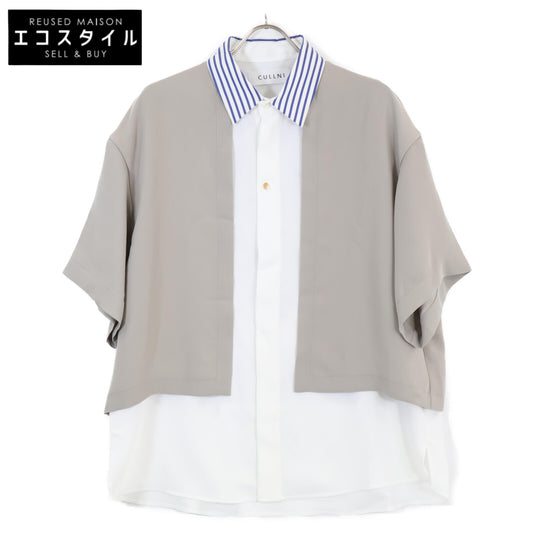 CULLNI クルニ 23SS 23ｰSSｰ037B ﾎﾜｲﾄ×ﾍﾞｰｼﾞｭ ﾚｲﾔｰﾄﾞ S/Sｼｬﾂ トップス 1