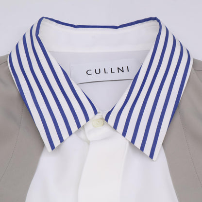 CULLNI クルニ 23SS 23ｰSSｰ037B ﾎﾜｲﾄ×ﾍﾞｰｼﾞｭ ﾚｲﾔｰﾄﾞ S/Sｼｬﾂ トップス 1