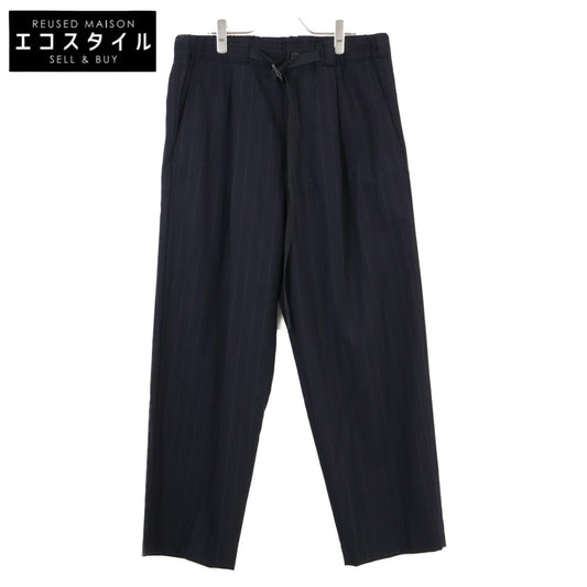 ウジョー 【STUDIOUS別注】M762-P58-151 ﾌﾞﾗｯｸ ｽﾄﾗｲﾌﾟ ﾍﾞﾙﾃｯﾄﾞﾜｲﾄﾞﾊﾟﾝﾂ ボトムス 2