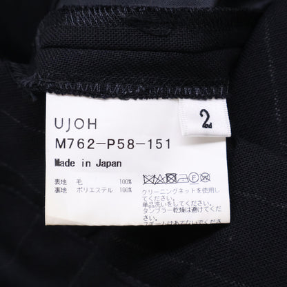 ウジョー 【STUDIOUS別注】M762-P58-151 ﾌﾞﾗｯｸ ｽﾄﾗｲﾌﾟ ﾍﾞﾙﾃｯﾄﾞﾜｲﾄﾞﾊﾟﾝﾂ ボトムス 2