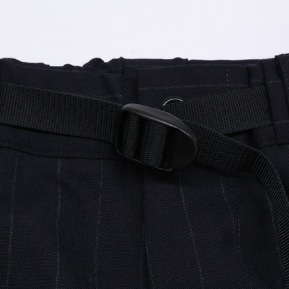 ウジョー 【STUDIOUS別注】M762-P58-151 ﾌﾞﾗｯｸ ｽﾄﾗｲﾌﾟ ﾍﾞﾙﾃｯﾄﾞﾜｲﾄﾞﾊﾟﾝﾂ ボトムス 2