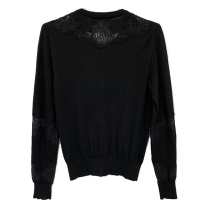 DOLCE&GABBANA ドルチェアンドガッバーナ ﾌﾞﾗｯｸ ｶｼﾐﾔ ｼﾙｸ混 ﾛﾝｸﾞｽﾘｰﾌﾞ ﾚｰｽｶｰﾃﾞｨｶﾞﾝ トップス 40