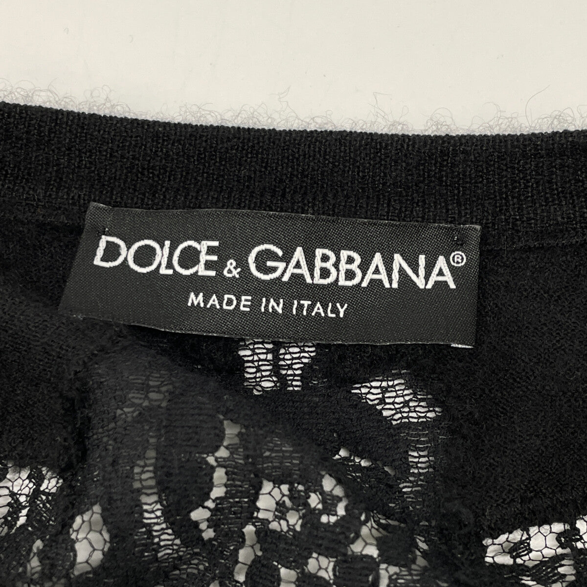 DOLCE&GABBANA ドルチェアンドガッバーナ ﾌﾞﾗｯｸ ｶｼﾐﾔ ｼﾙｸ混 ﾛﾝｸﾞｽﾘｰﾌﾞ ﾚｰｽｶｰﾃﾞｨｶﾞﾝ トップス 40