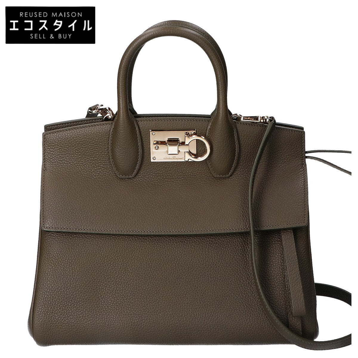 Salvatore Ferragamo サルヴァトーレフェラガモ 新品同様 DH-21 H159 THE STUDIO SMALL カーフスキン ガンチーニ金具 2WAY ハンドバッグ
