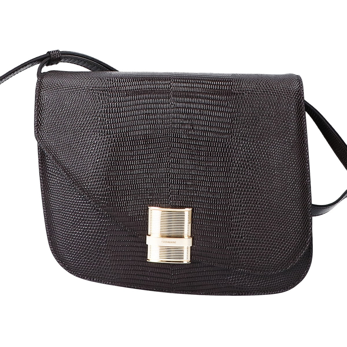 Salvatore Ferragamo サルヴァトーレフェラガモ 6798 FIAMMA M/フィアンマ ミディアム 型押しカーフスキン ショルダーバッグ
