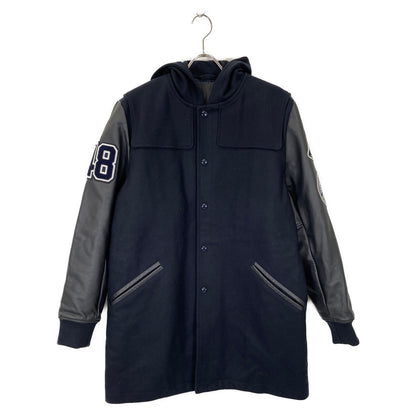 VAN JACKET ヴァンジャケット KW-86508 ネイビー レザー切替 ロングジャケット ジャケット L