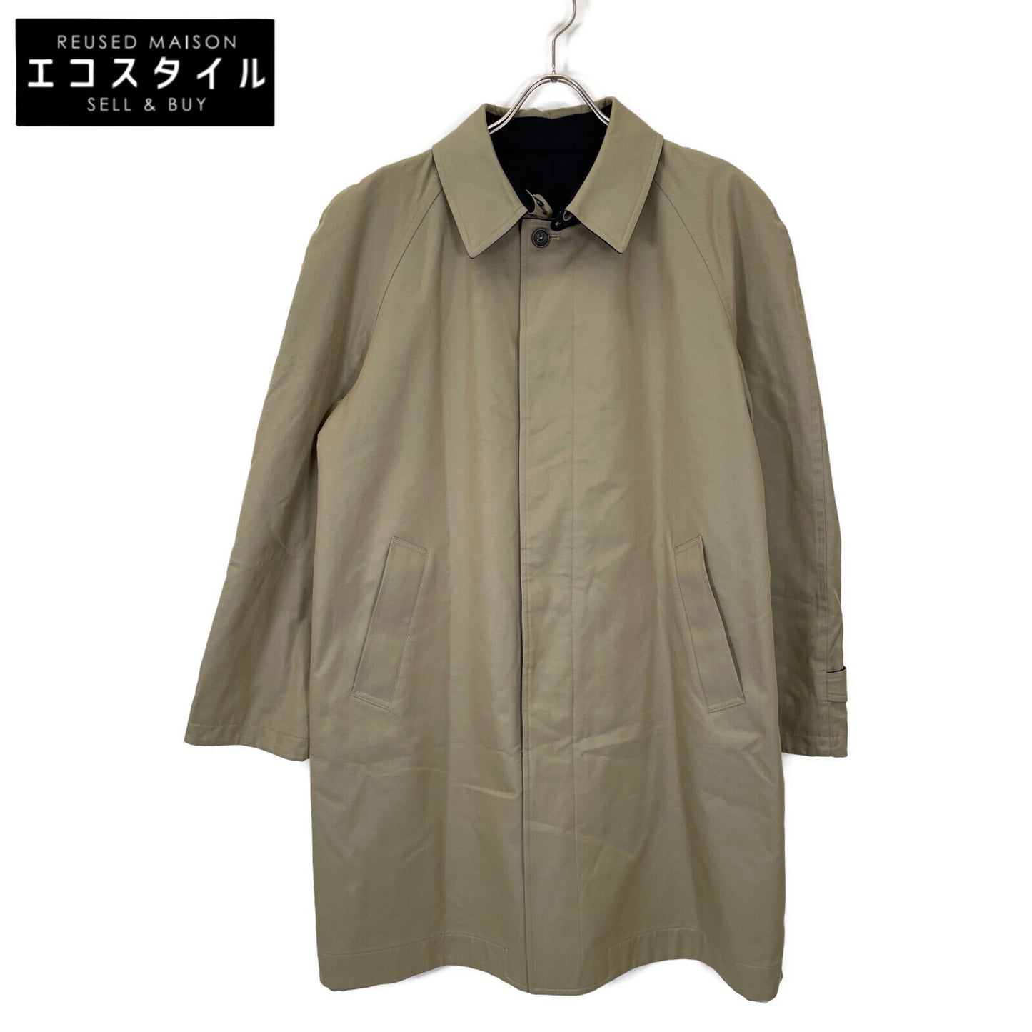 VAN JACKET ヴァンジャケット RW-77502 ベージュ×ネイビー リバーシブル ステンカラーコート コート L