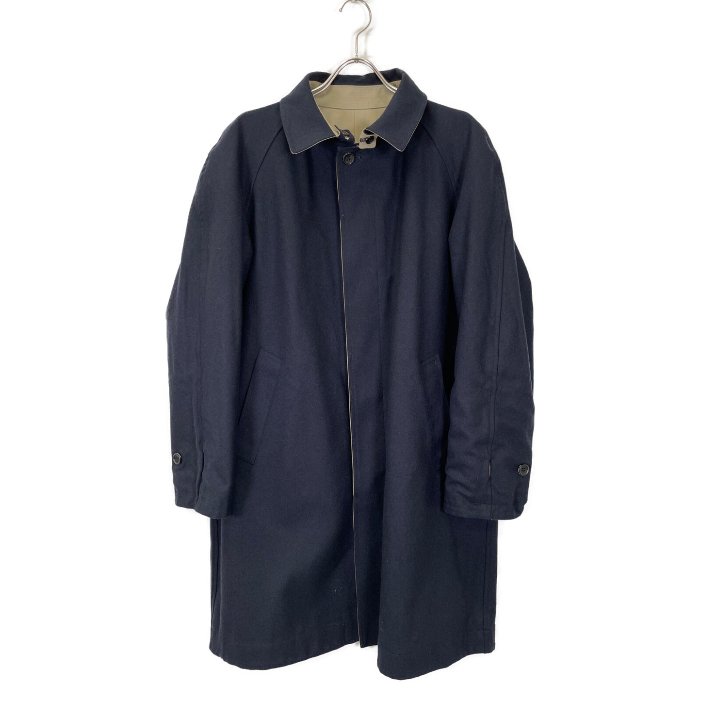 VAN JACKET ヴァンジャケット RW-77502 ベージュ×ネイビー リバーシブル ステンカラーコート コート L