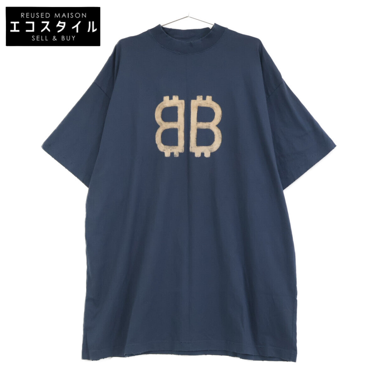 BALENCIAGA バレンシアガ 739028 ﾈｲﾋﾞｰ 24年製 BBﾛｺﾞ ｵｰﾊﾞｰｻｲｽﾞ Tｼｬﾂ トップス 4