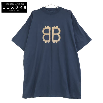 BALENCIAGA バレンシアガ 739028 ﾈｲﾋﾞｰ 24年製 BBﾛｺﾞ ｵｰﾊﾞｰｻｲｽﾞ Tｼｬﾂ トップス 4