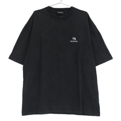 BALENCIAGA バレンシアガ 612966 ﾌﾞﾗｯｸ 21年製 ﾜﾝﾎﾟｲﾝﾄ ｸﾙｰﾈｯｸTｼｬﾂ トップス L