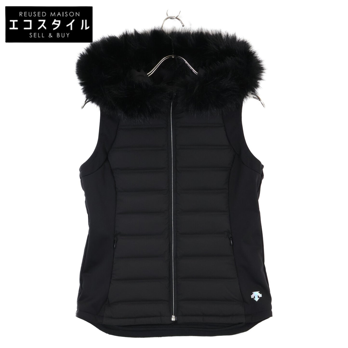 DESCENTE デサント ﾌﾞﾗｯｸ ﾅｲﾛﾝ ﾌｧｰ付き ﾀﾞｳﾝﾍﾞｽﾄ ベスト M