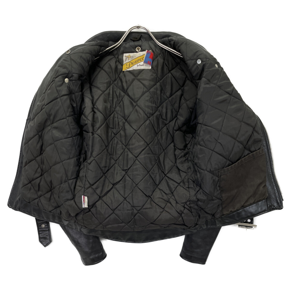 SCHOTT ショット USA製 80-90's ﾊﾞｲｶｰﾀｸﾞ後期 118 ﾌﾞﾗｯｸ ｶｳﾊｲﾄﾞ ﾀﾞﾌﾞﾙﾗｲﾀﾞｰｽｼﾞｬｹｯﾄ ジャケット 36