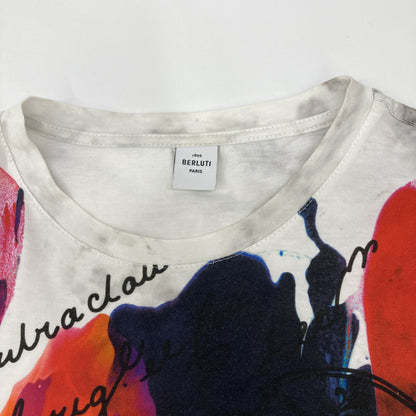 berluti ベルルッティ ﾎﾜｲﾄ×ﾚｯﾄﾞ R17JRS46JAEC ｶﾘｸﾞﾗﾌｨ ﾌﾟﾘﾝﾄｶｯﾄｿｰ トップス XS