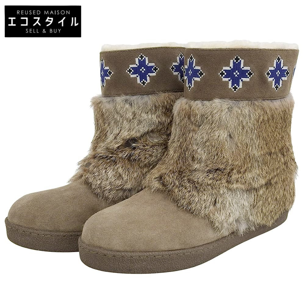 Tory Burch トリーバーチ ラビットファー ムートンブーツ シューズ メンズ ブラウン 10 シューズ 10