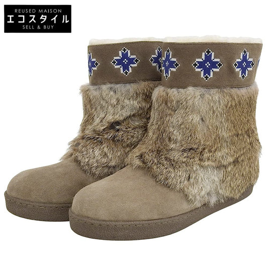 Tory Burch トリーバーチ ラビットファー ムートンブーツ シューズ メンズ ブラウン 10 シューズ 10