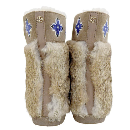 Tory Burch トリーバーチ ラビットファー ムートンブーツ シューズ メンズ ブラウン 10 シューズ 10