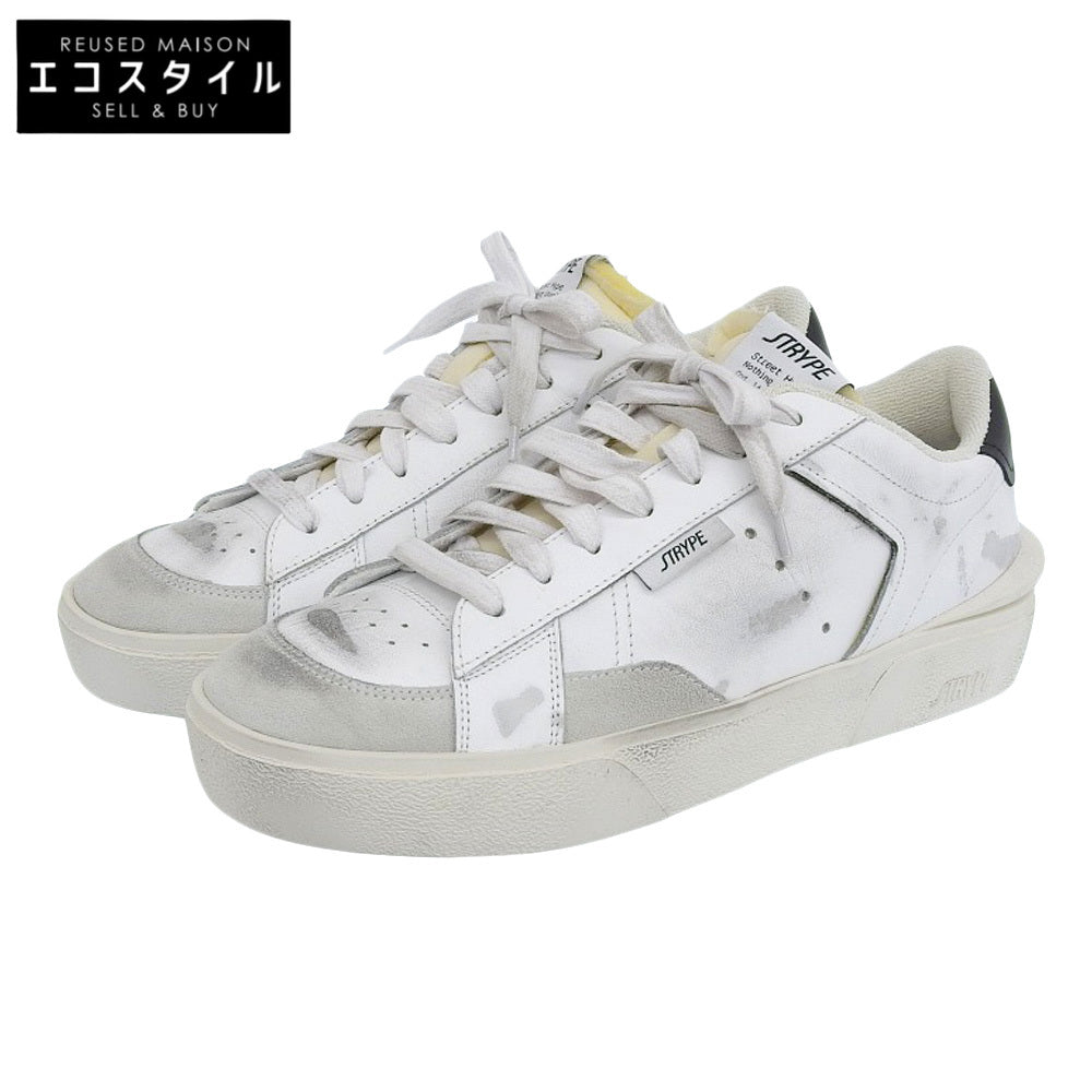 STRYPE ストライプ 新品同様 スニーカー シューズ メンズ ホワイト 42 ST6001ーNER ダメージ加工 シューズ 42