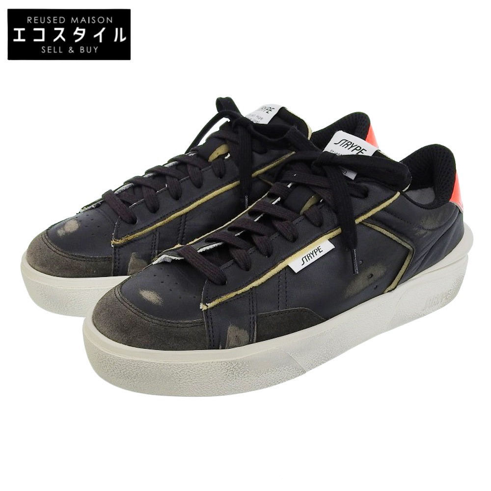 STRYPE ストライプ 新品同様 スニーカー シューズ メンズ ブラック × レッド 42 ST018ーOR ダメージ加工 シューズ 42