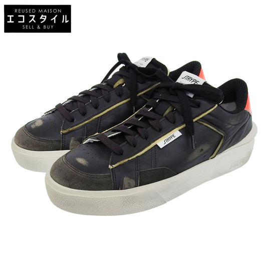 STRYPE ストライプ 新品同様 スニーカー シューズ メンズ ブラック × レッド 42 ST018ーOR ダメージ加工 シューズ 42