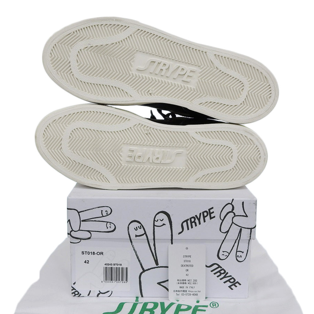STRYPE ストライプ 新品同様 スニーカー シューズ メンズ ブラック × レッド 42 ST018ーOR ダメージ加工 シューズ 42