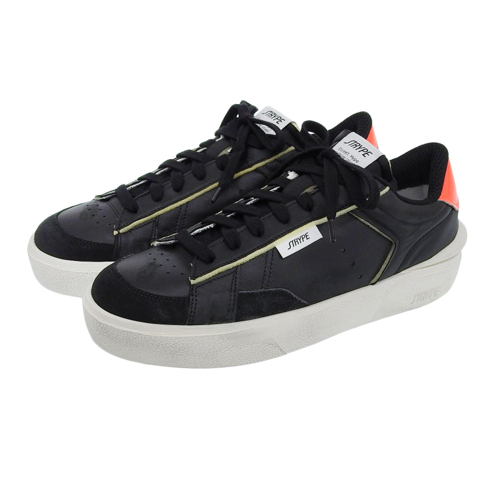 STRYPE ストライプ 新品同様 スニーカー シューズ メンズ ブラック × レッド 42 ST018ーOR ダメージ加工 シューズ 42