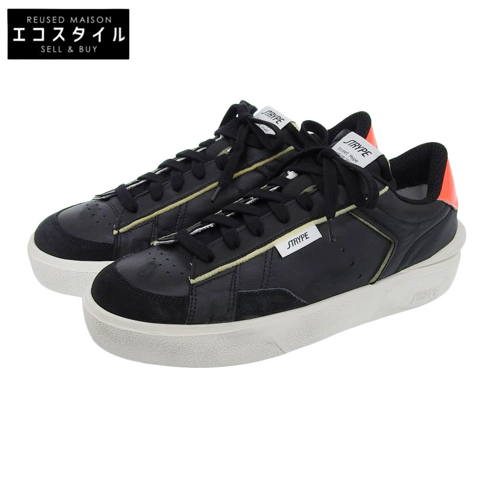 STRYPE ストライプ 新品同様 スニーカー シューズ メンズ ブラック × レッド 42 ST018ーOR ダメージ加工 シューズ 42