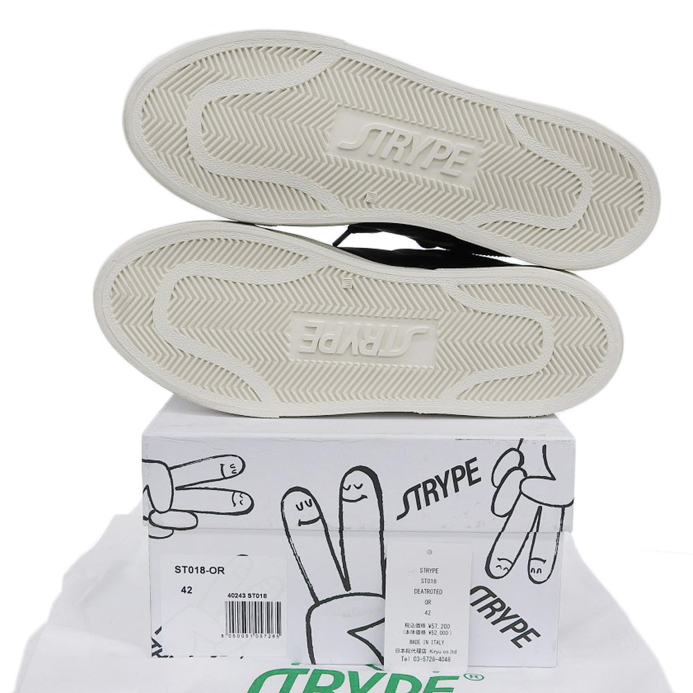 STRYPE ストライプ 新品同様 スニーカー シューズ メンズ ブラック × レッド 42 ST018ーOR ダメージ加工 シューズ 42
