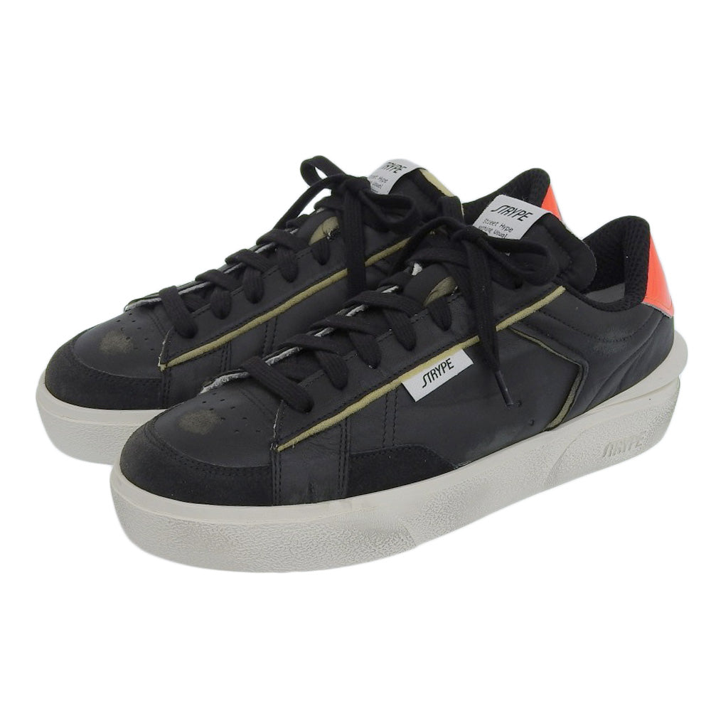 STRYPE ストライプ 新品同様 スニーカー シューズ メンズ ブラック × レッド 41 ST018ーOR ダメージ加工 シューズ 41