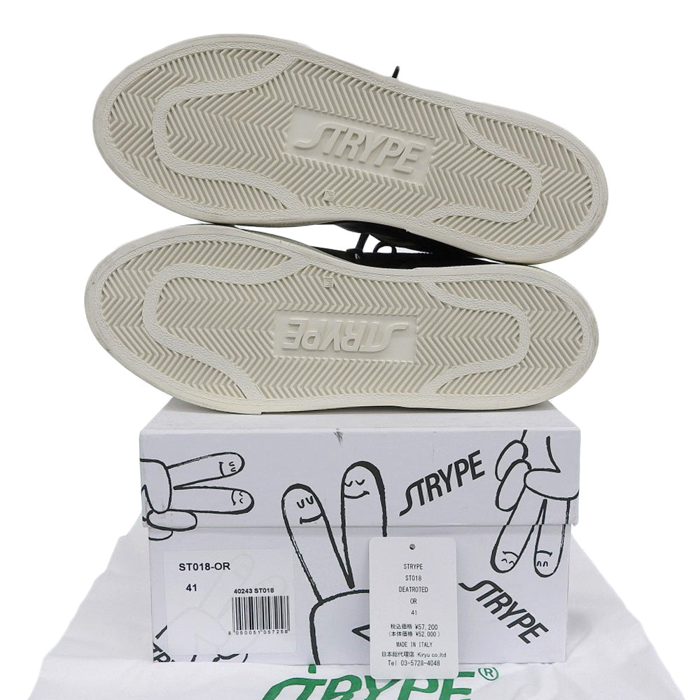 STRYPE ストライプ 新品同様 スニーカー シューズ メンズ ブラック × レッド 41 ST018ーOR ダメージ加工 シューズ 41