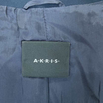AKRIS アクリス ネイビー シルク フラワー ノーカラージャケット ジャケット 42