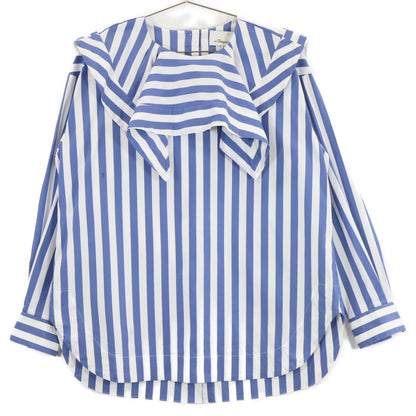 3.1 Phillip lim スリーワンフィリップリム ブルー×ホワイト LS ドレープハンカチカラー トップス 2