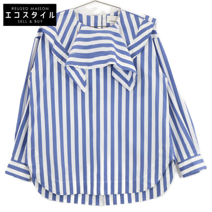 3.1 Phillip lim スリーワンフィリップリム ブルー×ホワイト LS ドレープハンカチカラー トップス 2