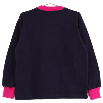 Yves Saint-Laurent イヴサンローラン ﾈｲﾋﾞｰ×ﾋﾟﾝｸ ｺｯﾄﾝ 花柄刺繍 ﾄｯﾌﾟｽ トップス 150